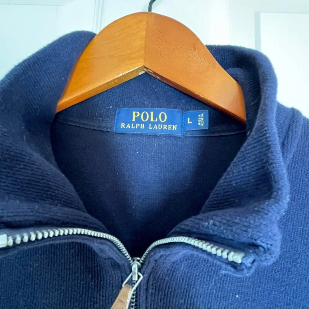 Polo by Ralph Lauren Navy Quarter-Zip Pullover Red Pony Size Large